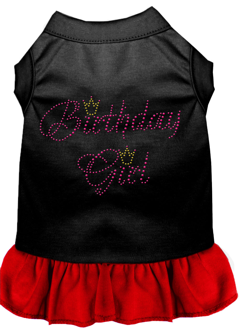 Birthday Girl Rhinestone Dresses Black with Red XL
